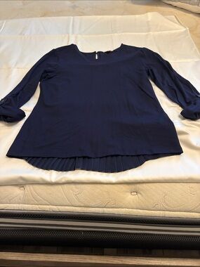 Esprit Navy Pleated-Hem Blouse